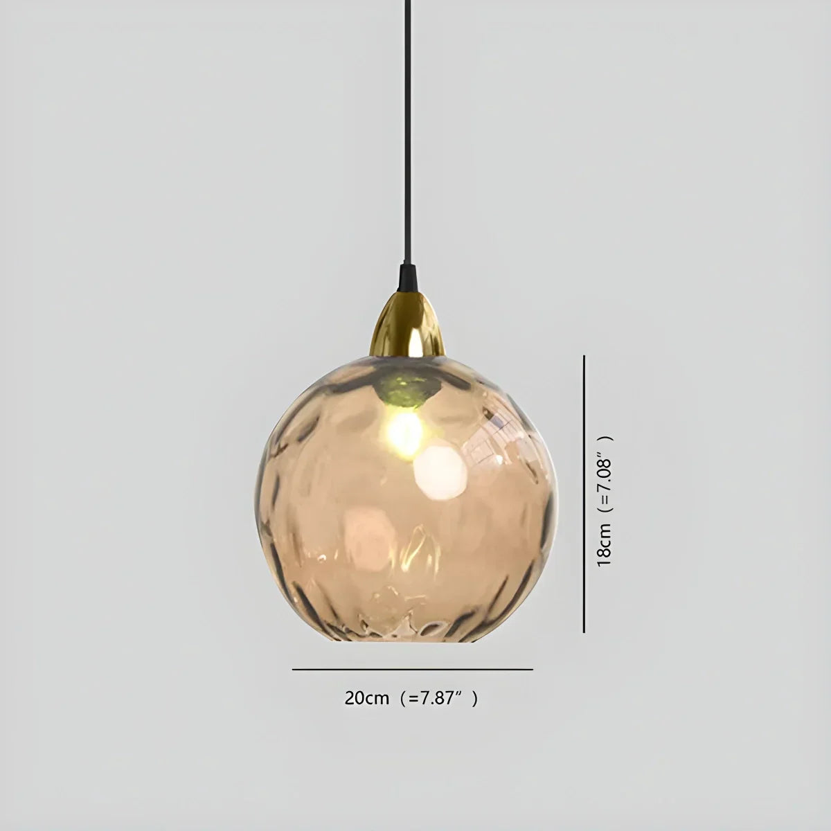 Pendant Light Glass Globe E26 20.0 cm Grey Dining Room Bedroom Hanging Ceiling Lamp Modern Ambient Lighting | Thomler