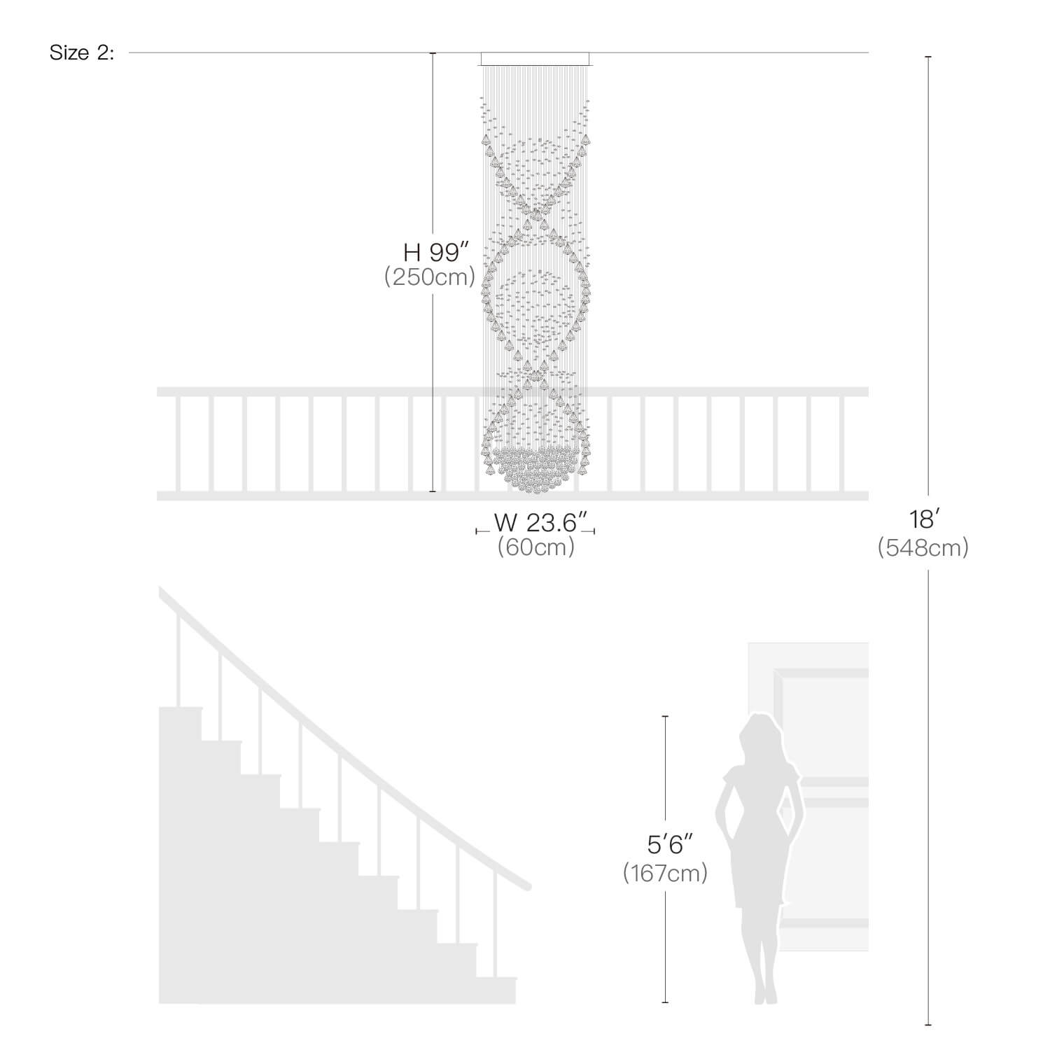 Spiral Crystal Chandelier with Cascading Pendant Drops – Adjustable Height Statement Lighting for Tall Ceilings, Entryways & Staircases | Thomler