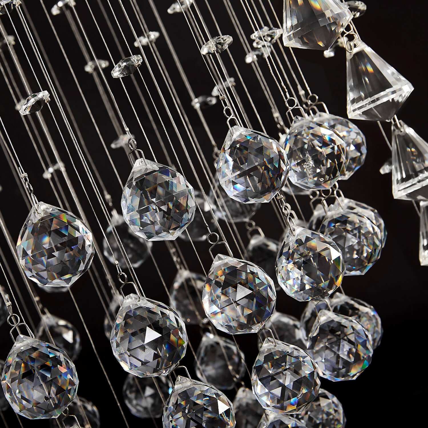 Spiral Crystal Chandelier with Cascading Pendant Drops – Adjustable Height Statement Lighting for Tall Ceilings, Entryways & Staircases | Thomler