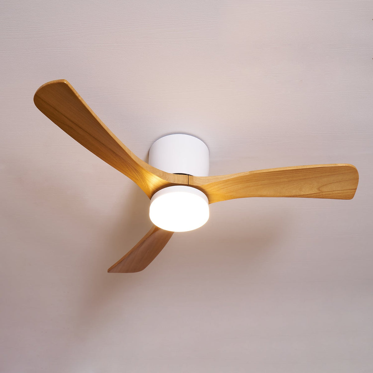 42-52 Inch Reversible Wood Blade Ceiling Fan with Dimmable LED Light & Remote Control | Thomler