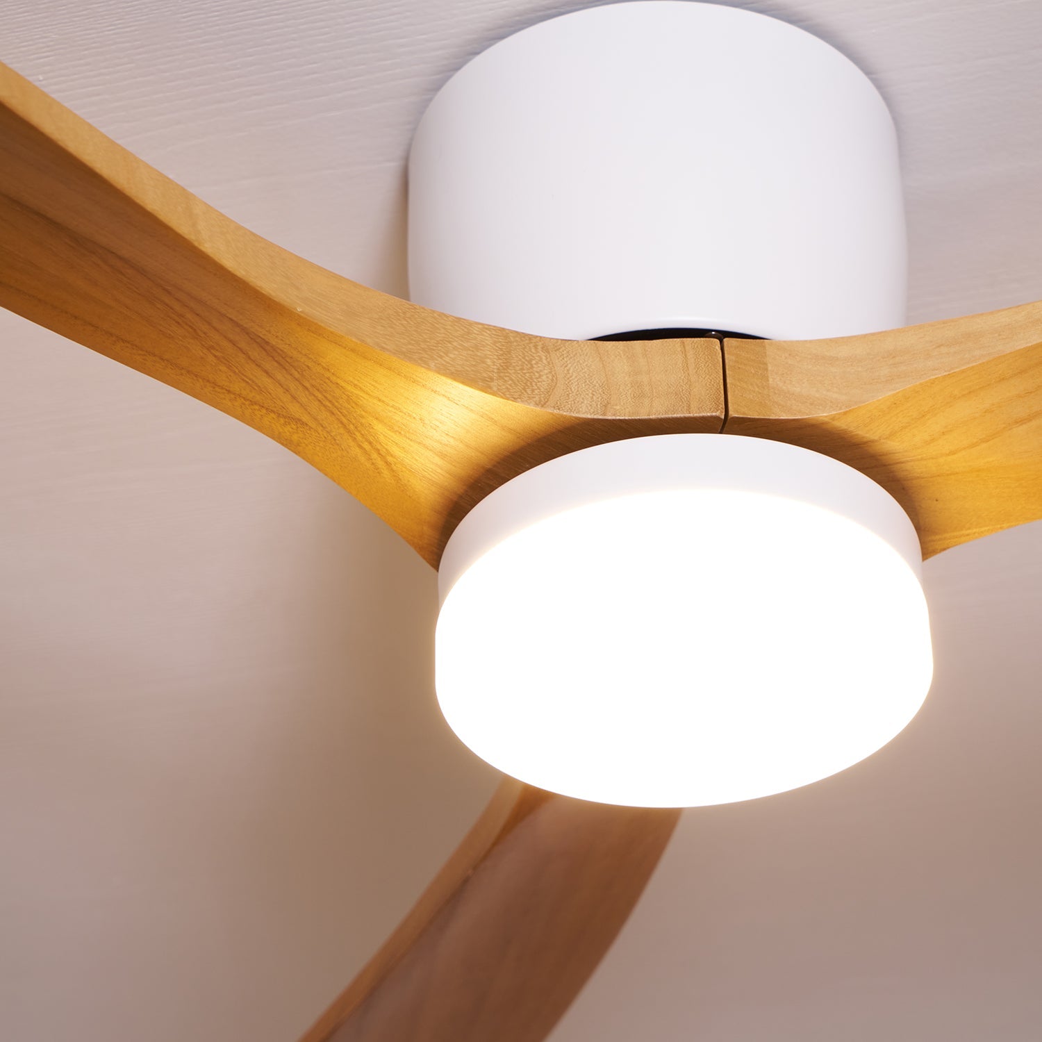 Nordic Ceiling Fan Light 42 in Solid Wood Blades LED Bedroom Living Room Quiet DC Motor Modern Ceiling Fan | Thomler