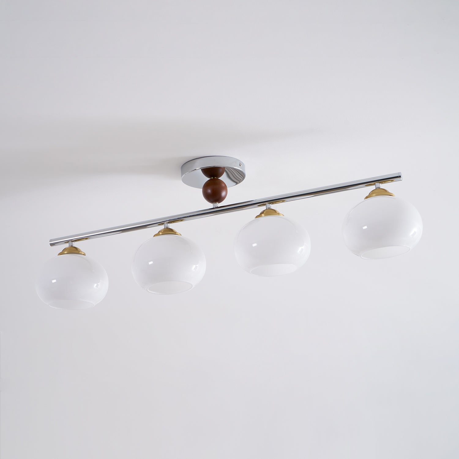 Ceiling Light Glass Metal 38.5 in Caramel Chrome Gold White Beige Kitchen Dining Room Modern Pendant Fixture | Thomler