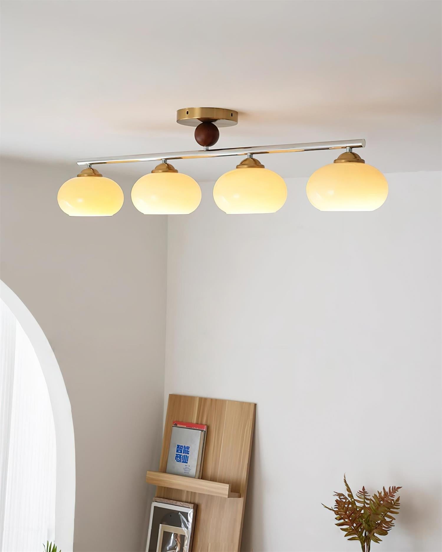 Ceiling Light Glass Metal 38.5 in Caramel Chrome Gold White Beige Kitchen Dining Room Modern Pendant Fixture | Thomler
