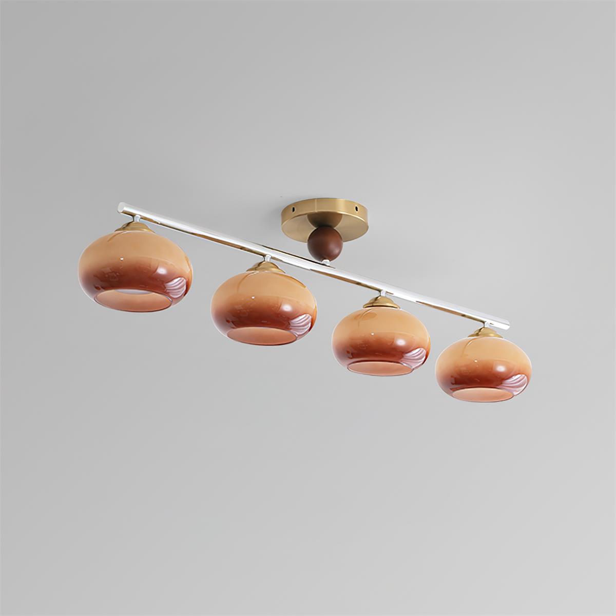 Ceiling Light Glass Metal 38.5 in Caramel Chrome Gold White Beige Kitchen Dining Room Modern Pendant Fixture | Thomler