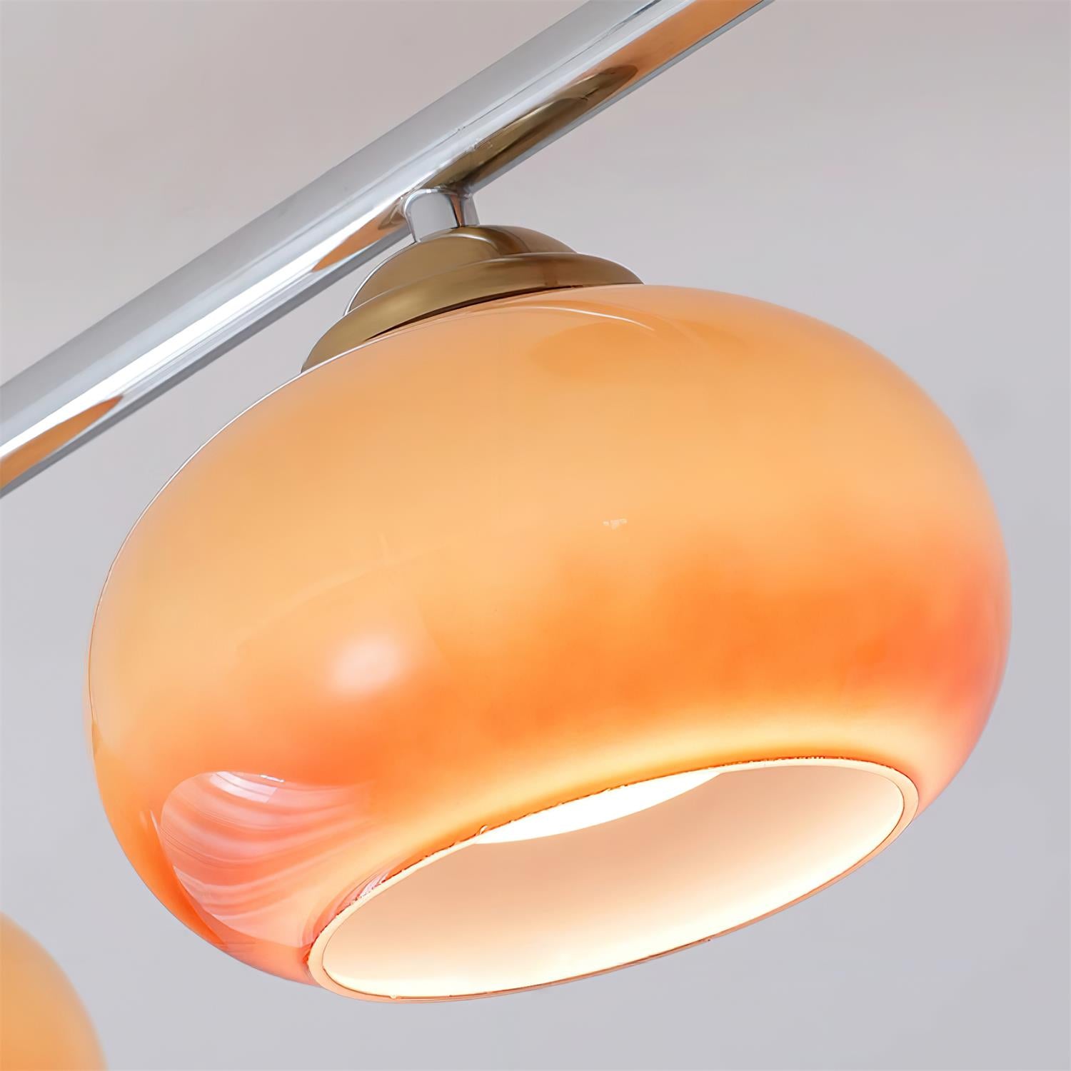 Ceiling Light Glass Metal 38.5 in Caramel Chrome Gold White Beige Kitchen Dining Room Modern Pendant Fixture | Thomler