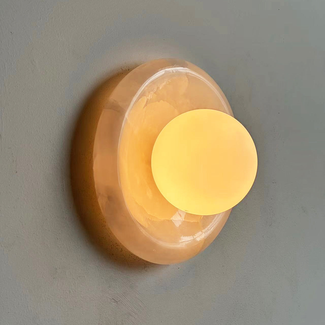 Wall Lamp Marble 7.9 in Round Glass Shade Indoor Bedroom Hallway Modern Sconce Decorative Lighting Fixture | Thomler