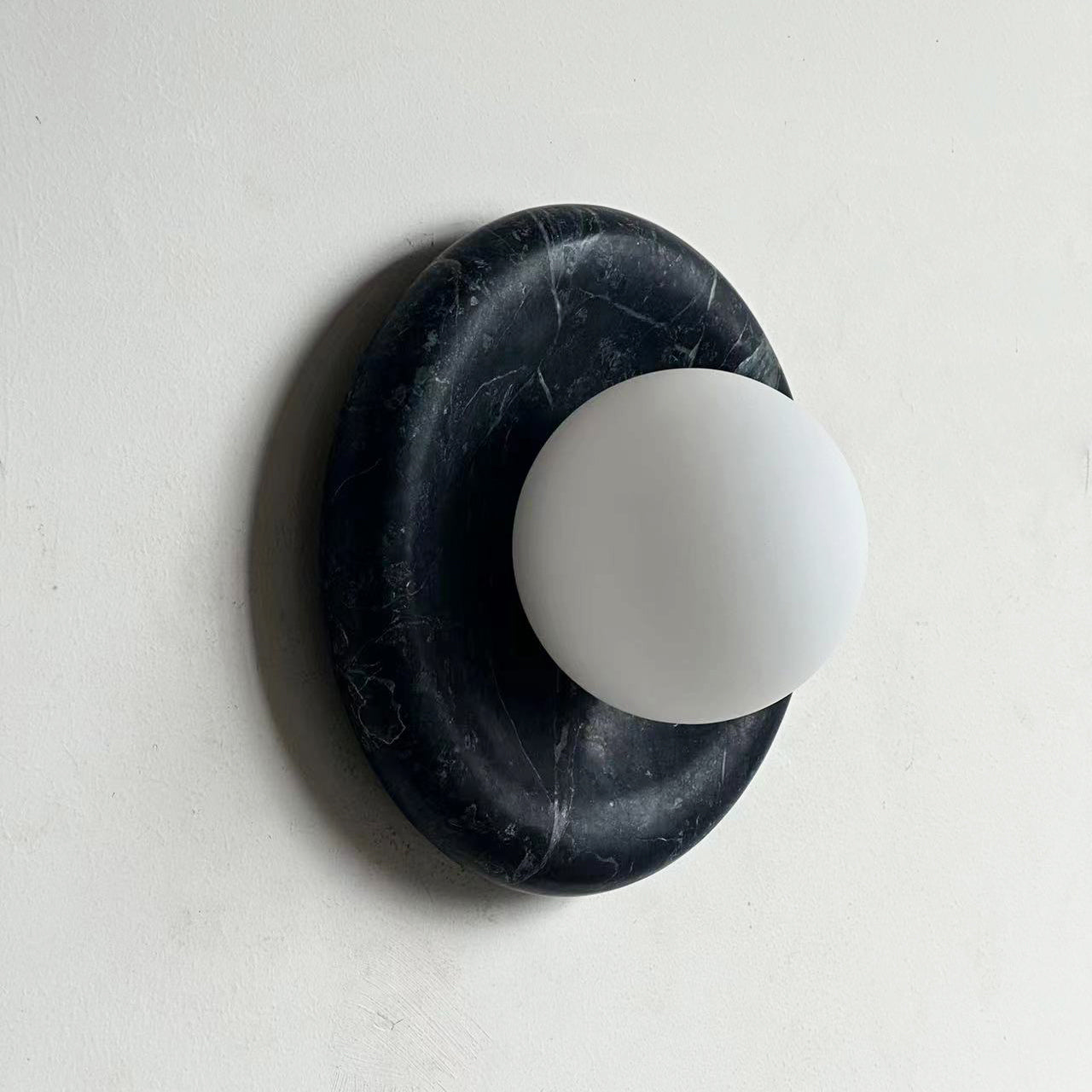 Wall Lamp Marble 7.9 in Round Glass Shade Indoor Bedroom Hallway Modern Sconce Decorative Lighting Fixture | Thomler