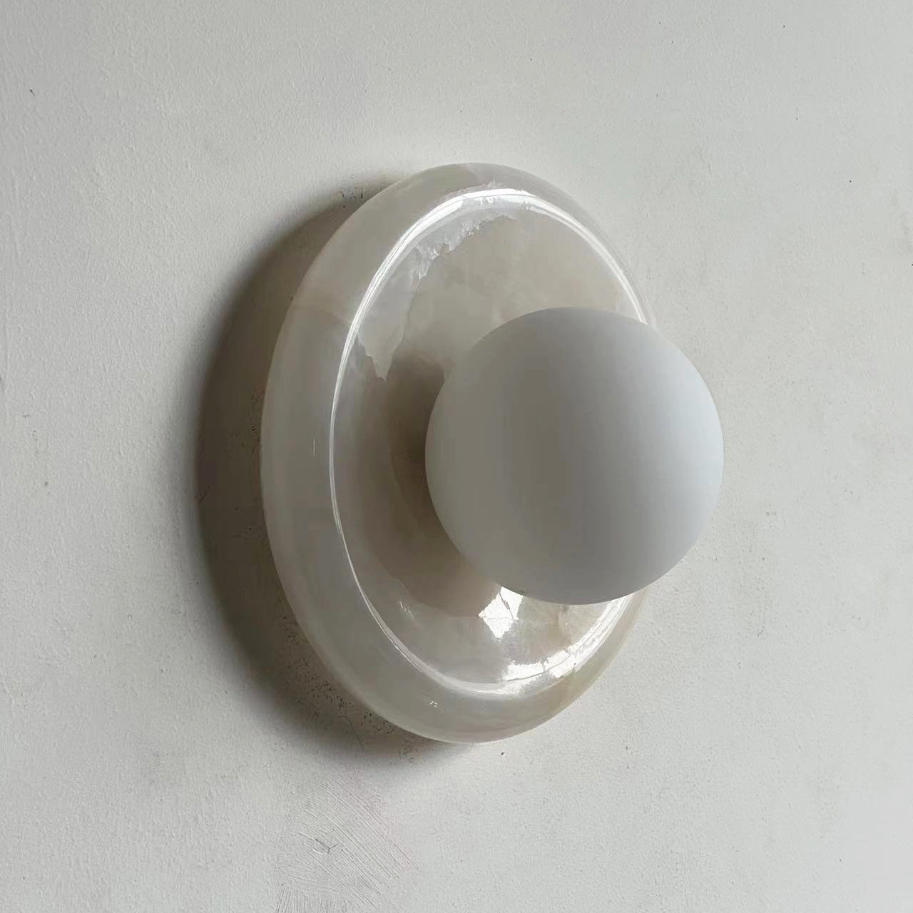 Wall Lamp Marble 7.9 in Round Glass Shade Indoor Bedroom Hallway Modern Sconce Decorative Lighting Fixture | Thomler