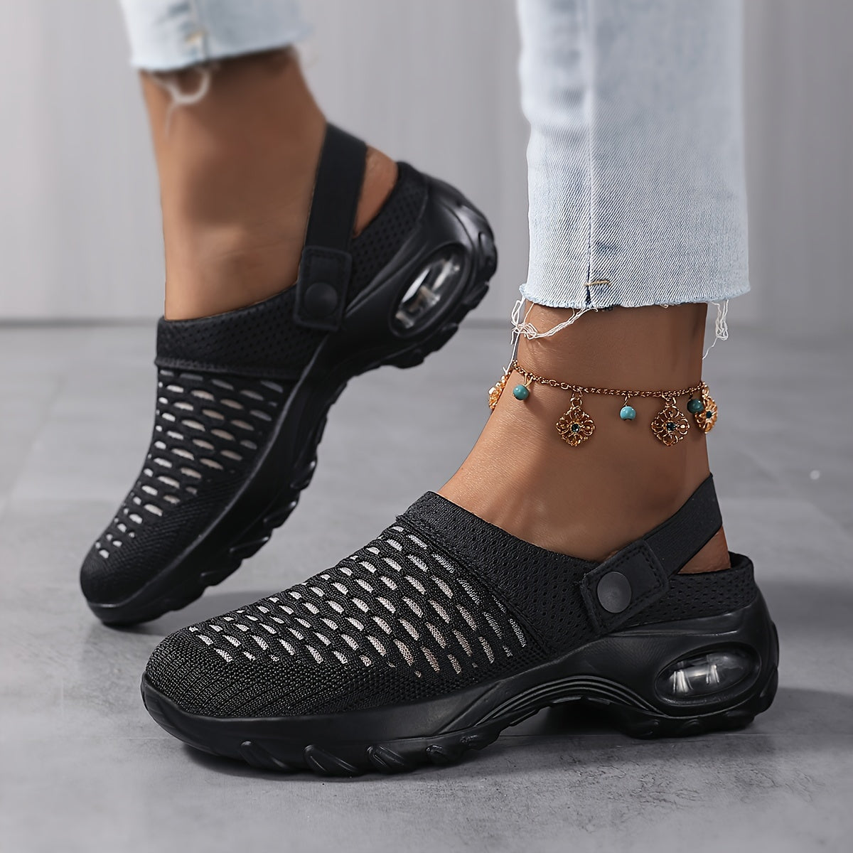 Women's Breathable Mesh Slip-On Clogs with Air-Cushion Sole for All-Day Comfort | Orthopedic Support Shoes for Nurses, Retail Workers & Long | Thomler