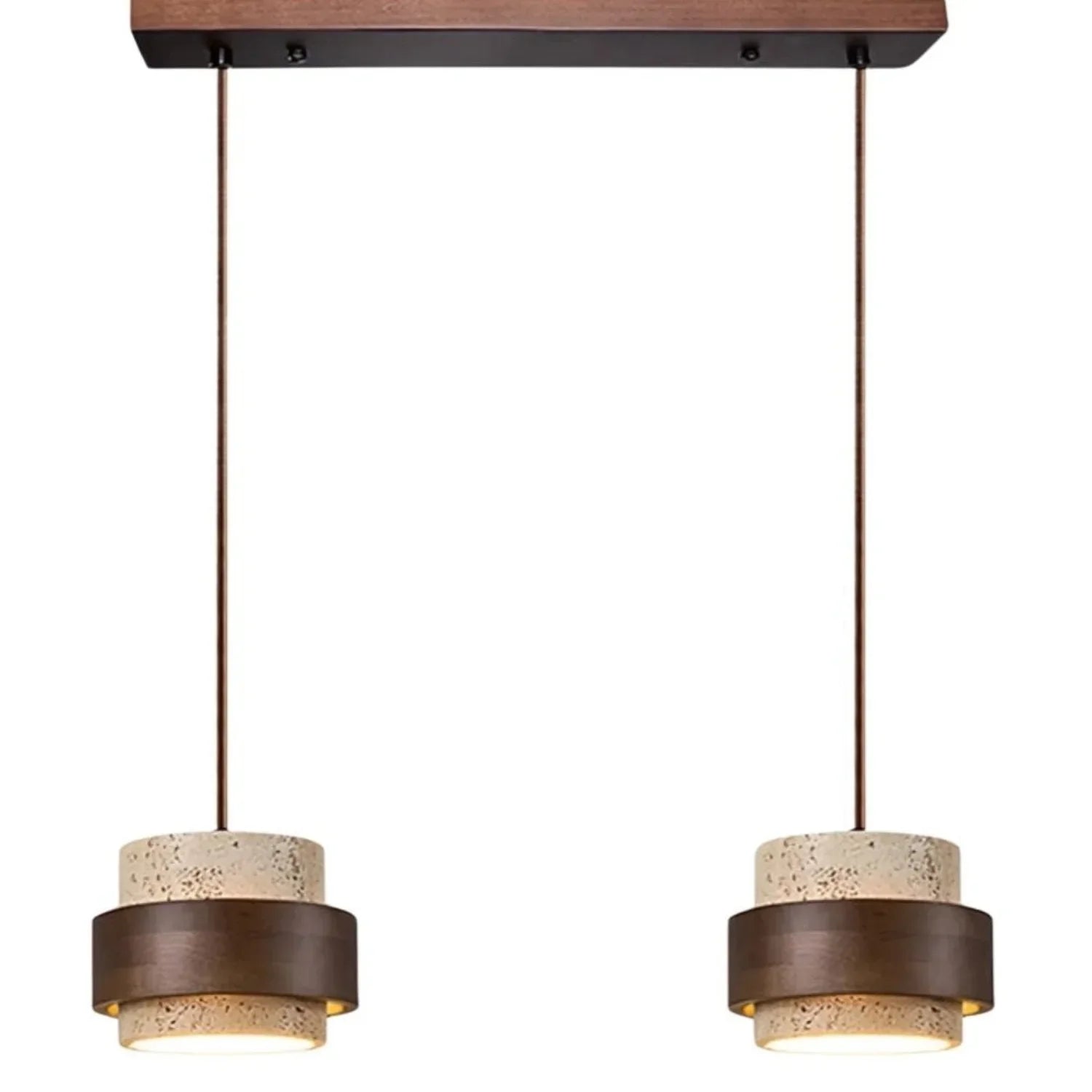 Pendant Light Travertine Wood E27 150.0 cm Walnut Dining Room Kitchen Island Hanging Ceiling Lamp Japandi Minimalist | Thomler