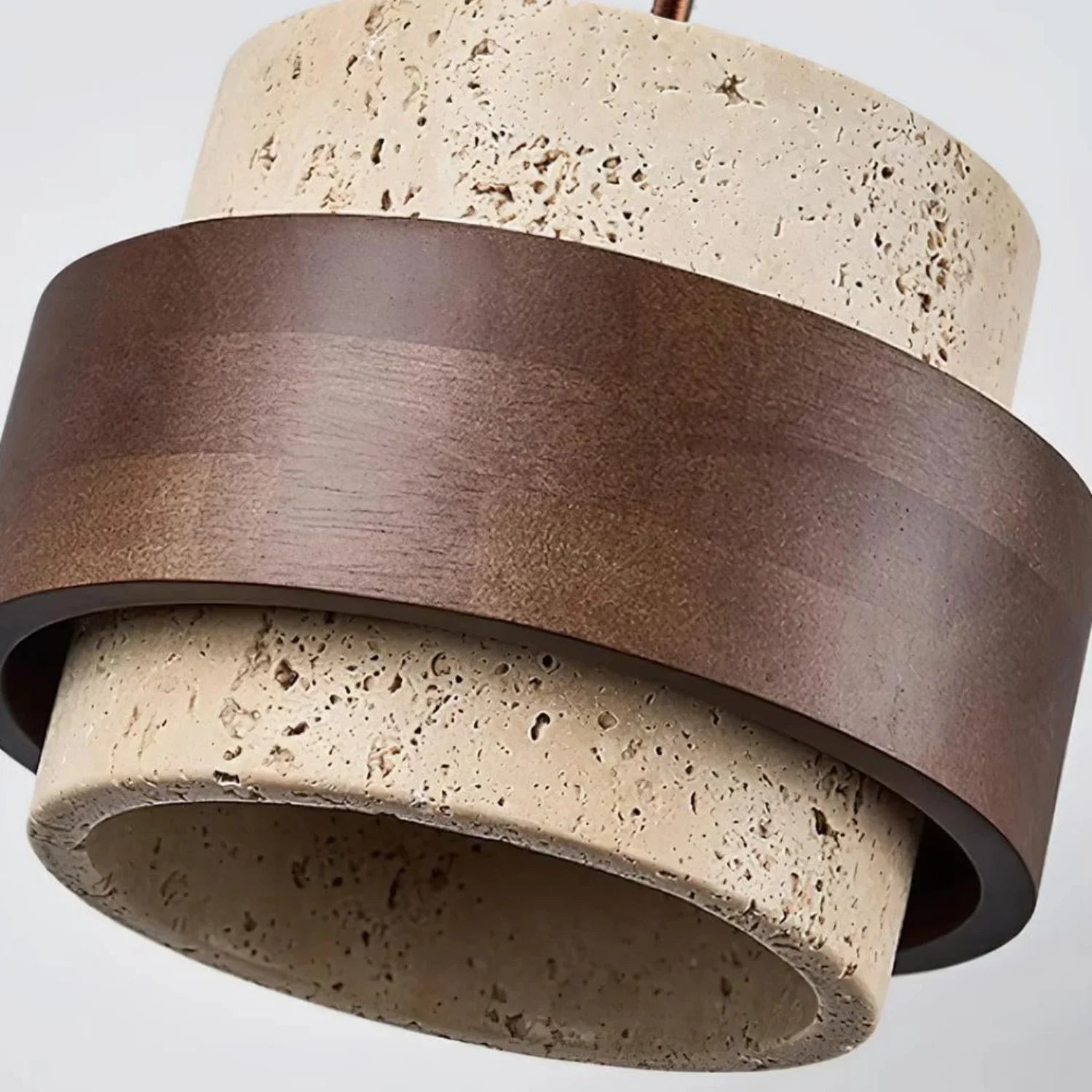 Pendant Light Travertine Wood E27 150.0 cm Walnut Dining Room Kitchen Island Hanging Ceiling Lamp Japandi Minimalist | Thomler