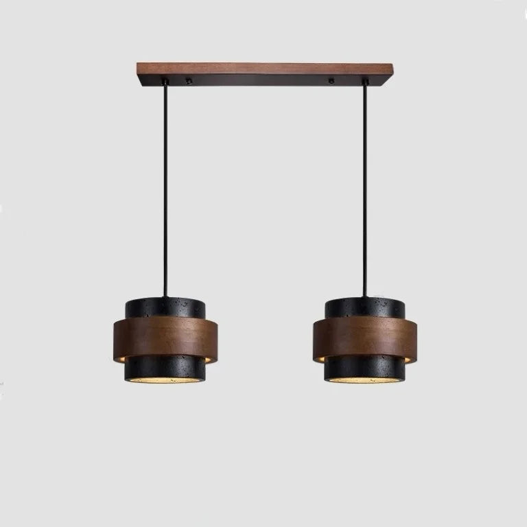 Pendant Light Travertine Wood E27 150.0 cm Walnut Dining Room Kitchen Island Hanging Ceiling Lamp Japandi Minimalist | Thomler
