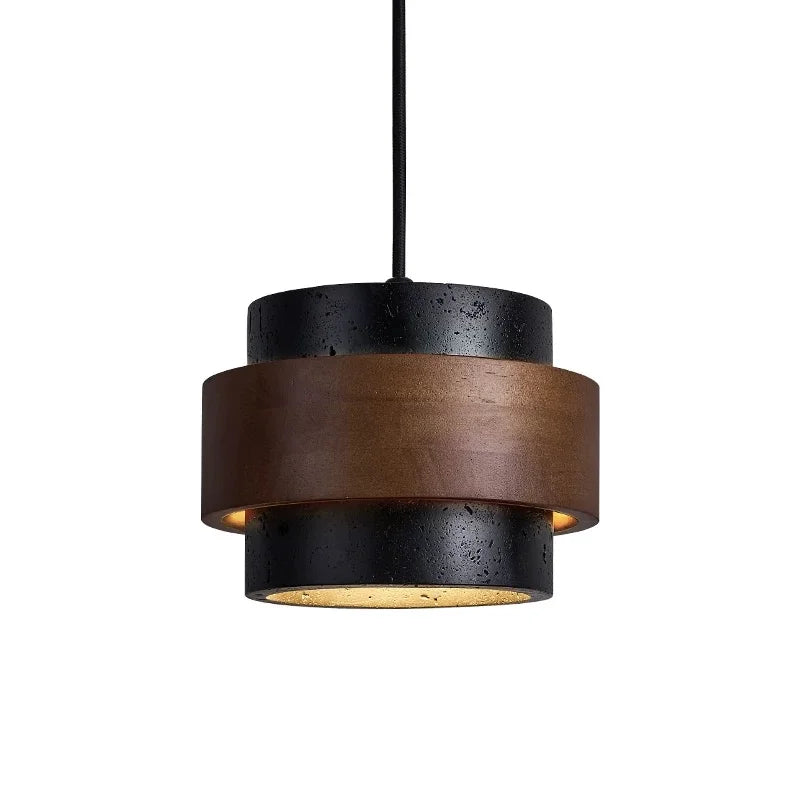 Pendant Light Travertine Wood E27 150.0 cm Walnut Dining Room Kitchen Island Hanging Ceiling Lamp Japandi Minimalist | Thomler