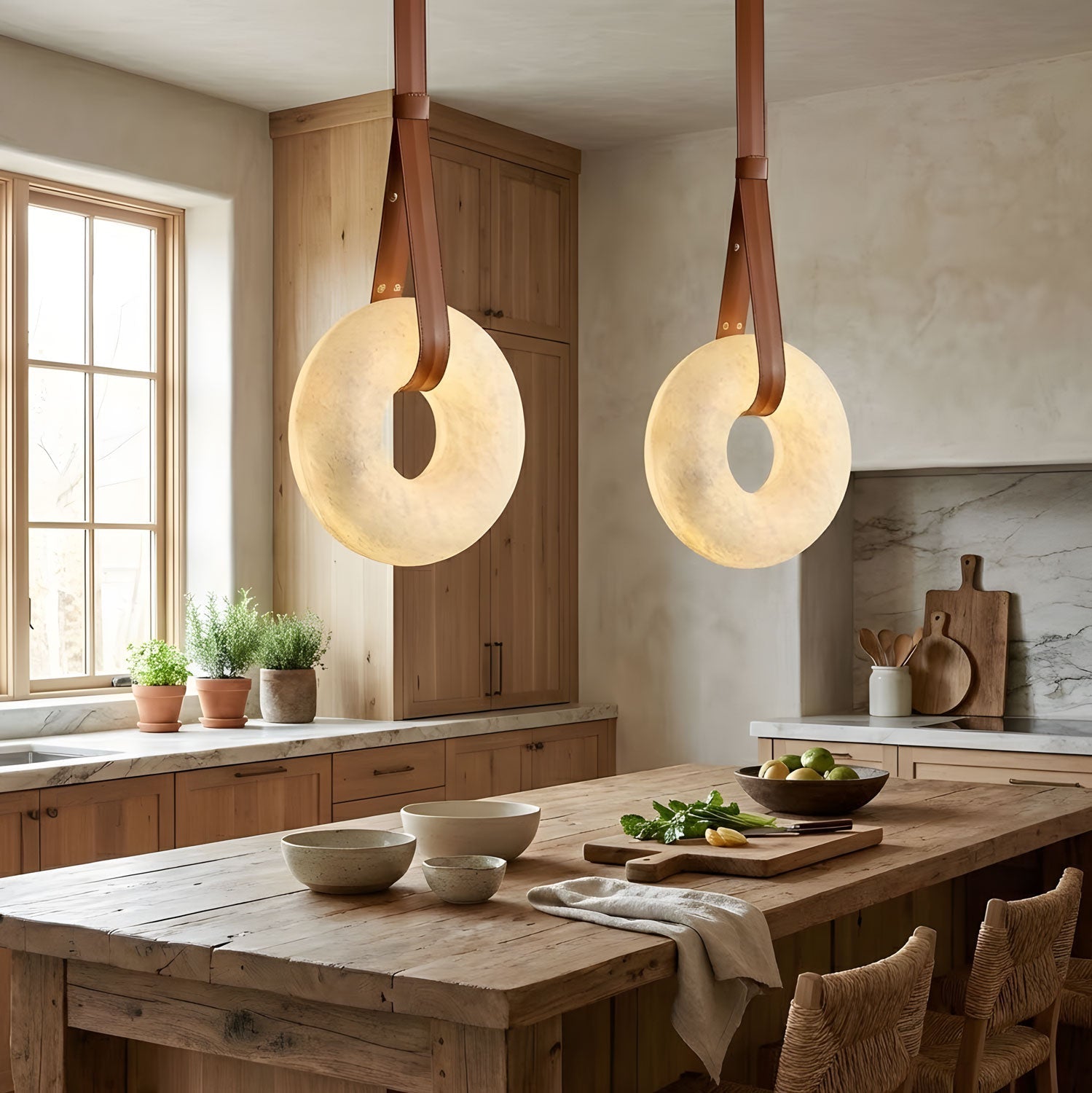 Pendant Light Alabaster Ring LED Ø 120.0 cm Gold Dining Room Halo Hanging Ceiling Lamp Adjustable | Thomler