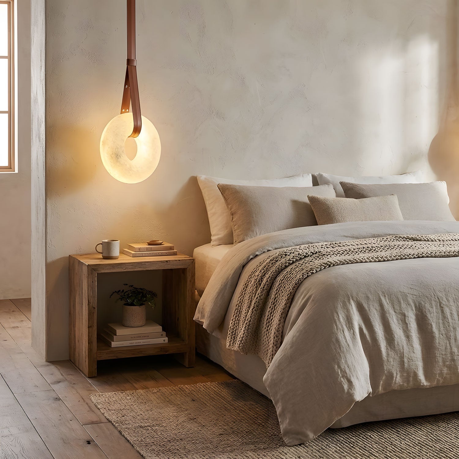 Pendant Light Alabaster Ring LED Ø 120.0 cm Gold Dining Room Halo Hanging Ceiling Lamp Adjustable | Thomler