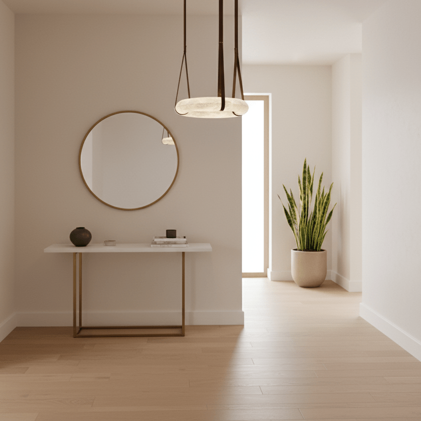 Pendant Light Alabaster Ring LED Ø 120.0 cm Gold Dining Room Halo Hanging Ceiling Lamp Adjustable | Thomler