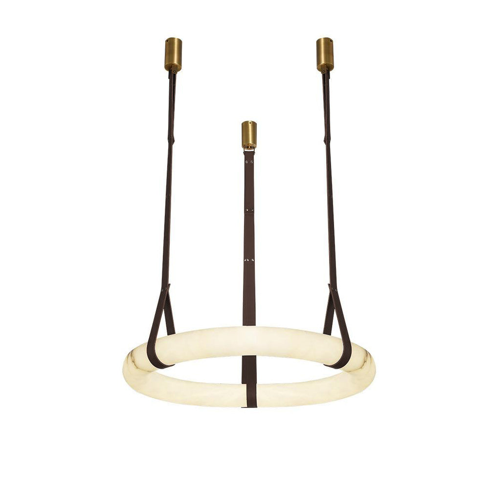 Pendant Light Alabaster Ring LED Ø 120.0 cm Gold Dining Room Halo Hanging Ceiling Lamp Adjustable | Thomler