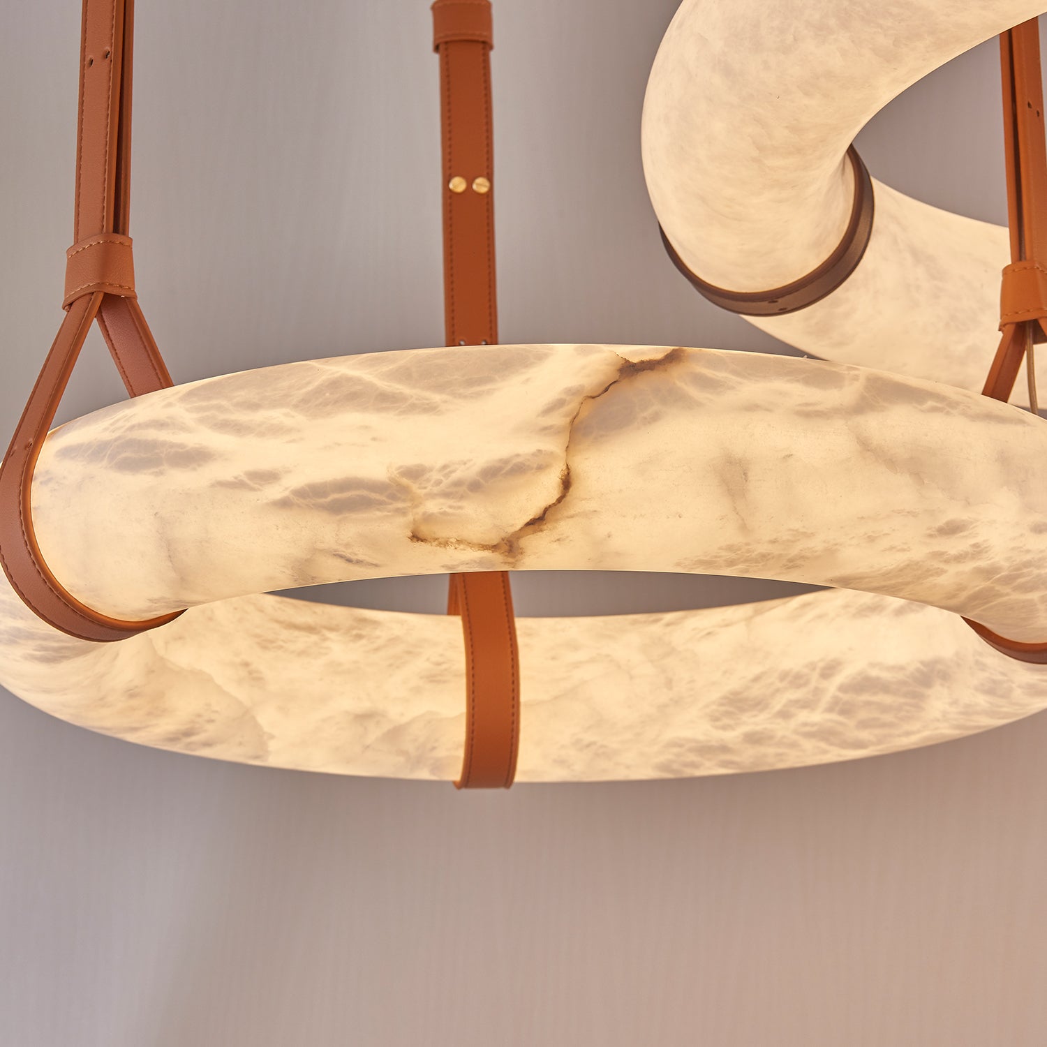 Pendant Light Alabaster Ring LED Ø 120.0 cm Gold Dining Room Halo Hanging Ceiling Lamp Adjustable | Thomler