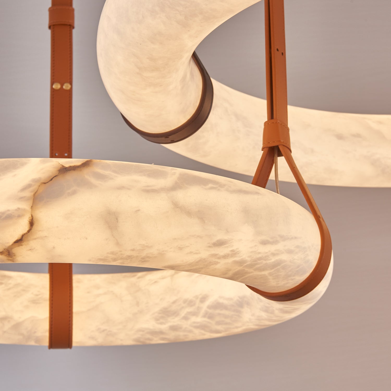 Pendant Light Alabaster Ring LED Ø 120.0 cm Gold Dining Room Halo Hanging Ceiling Lamp Adjustable | Thomler
