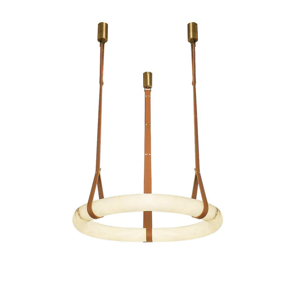 Pendant Light Alabaster Ring LED Ø 120.0 cm Gold Dining Room Halo Hanging Ceiling Lamp Adjustable | Thomler