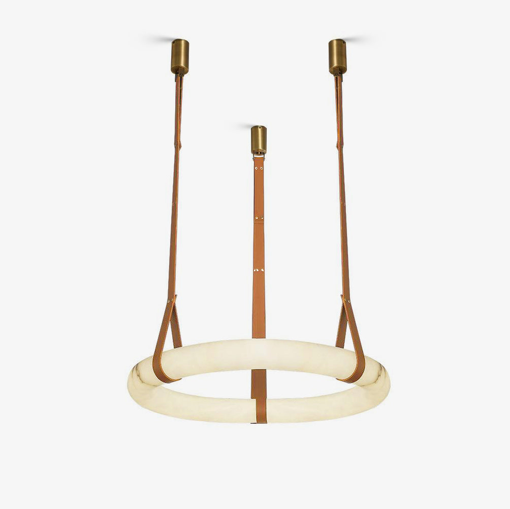 Pendant Light Alabaster Ring LED Ø 120.0 cm Gold Dining Room Halo Hanging Ceiling Lamp Adjustable | Thomler
