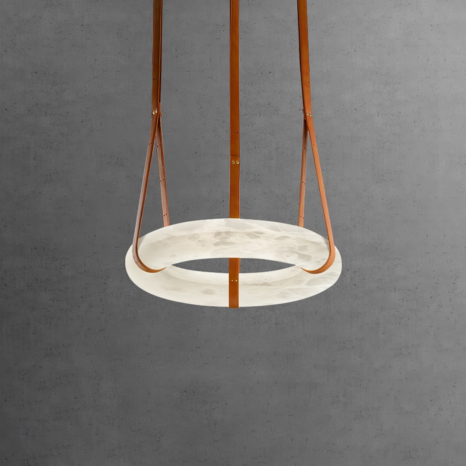 Pendant Light Alabaster Ring LED Ø 120.0 cm Gold Dining Room Halo Hanging Ceiling Lamp Adjustable | Thomler