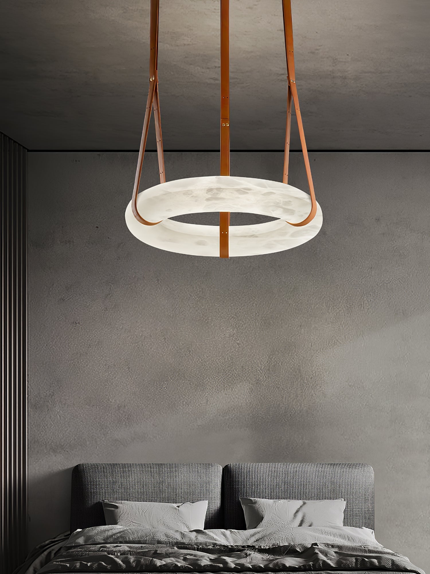 Pendant Light Alabaster Ring LED Ø 120.0 cm Gold Dining Room Halo Hanging Ceiling Lamp Adjustable | Thomler