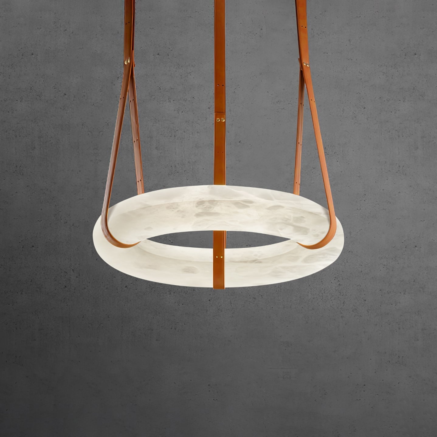 Pendant Light Alabaster Ring LED Ø 120.0 cm Gold Dining Room Halo Hanging Ceiling Lamp Adjustable | Thomler