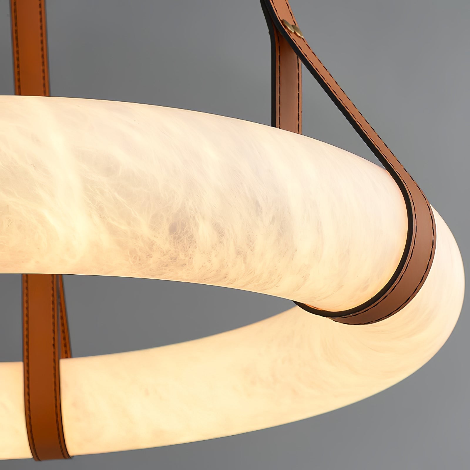 Pendant Light Alabaster Ring LED Ø 120.0 cm Gold Dining Room Halo Hanging Ceiling Lamp Adjustable | Thomler