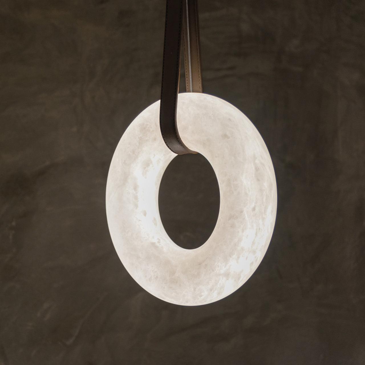 Pendant Light Alabaster Ring LED Ø 120.0 cm Gold Dining Room Halo Hanging Ceiling Lamp Adjustable | Thomler