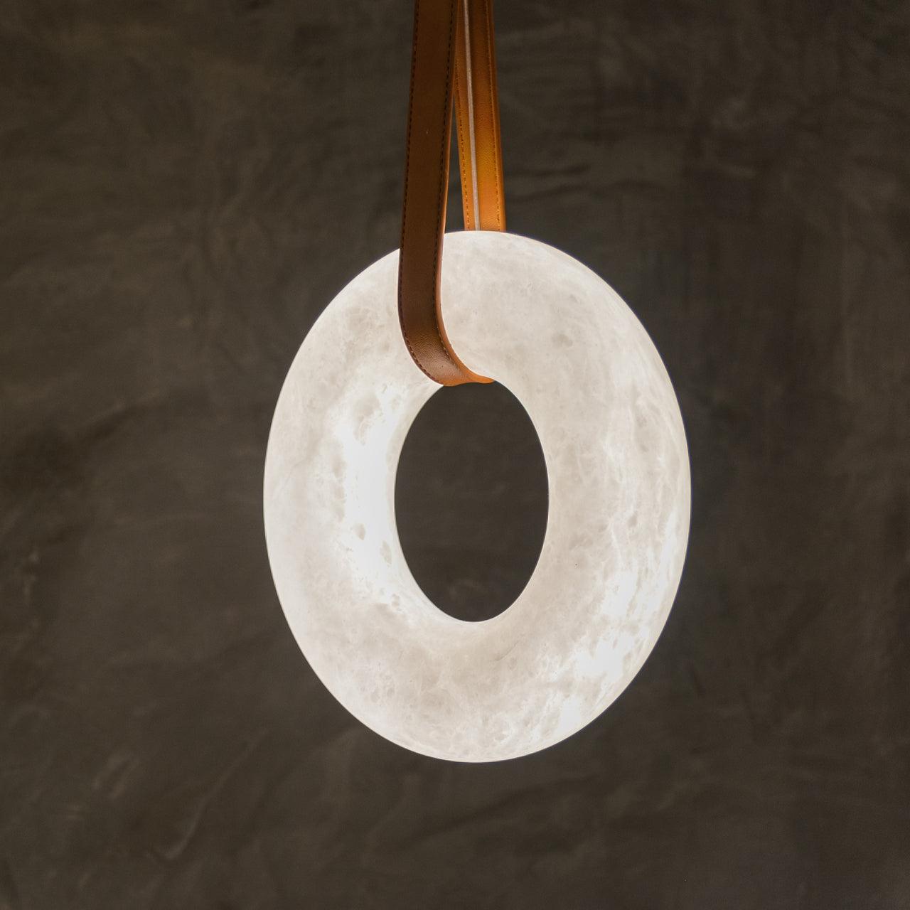 Pendant Light Alabaster Ring LED Ø 120.0 cm Gold Dining Room Halo Hanging Ceiling Lamp Adjustable | Thomler