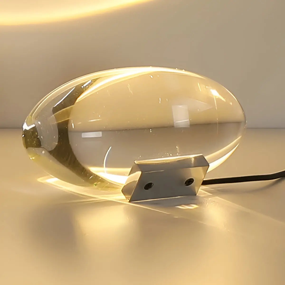 Ovale Kristall-Tischlampe – LED-Stimmungslicht in Warmweiß, Sonnenuntergangsrot & Blau-Violett