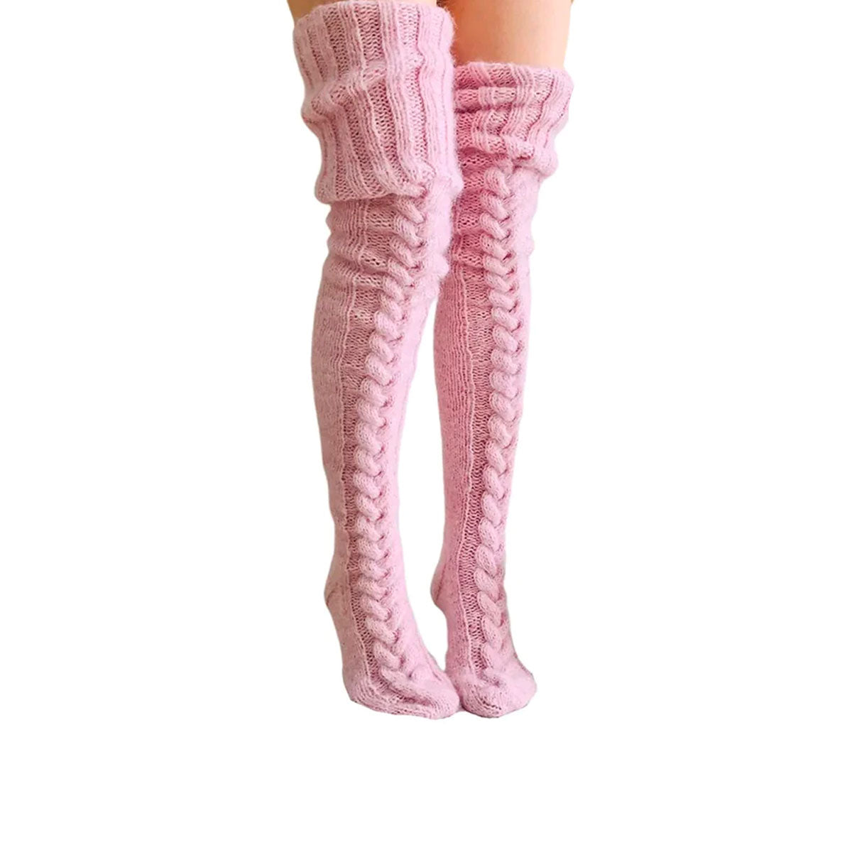 Women's Cable-Knit Over-The-Knee Socks – Stretch-Fit Thermal Leg Warmers for Winter, Casual & Layered Looks | Thomler