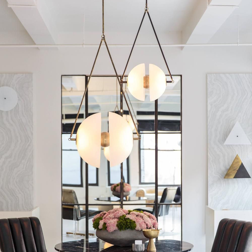 Pendant Light Metal 15.7 in White Glass 9.8 in Indoor Ceiling Lighting Dining Room Kitchen | Thomler