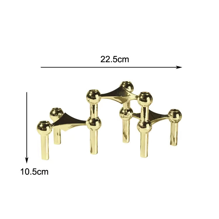 3-Piece Steel Atom Taper Holder Set – Modern Geometric Candlestick Display for Dining Tables, Shelves & Consoles | Thomler