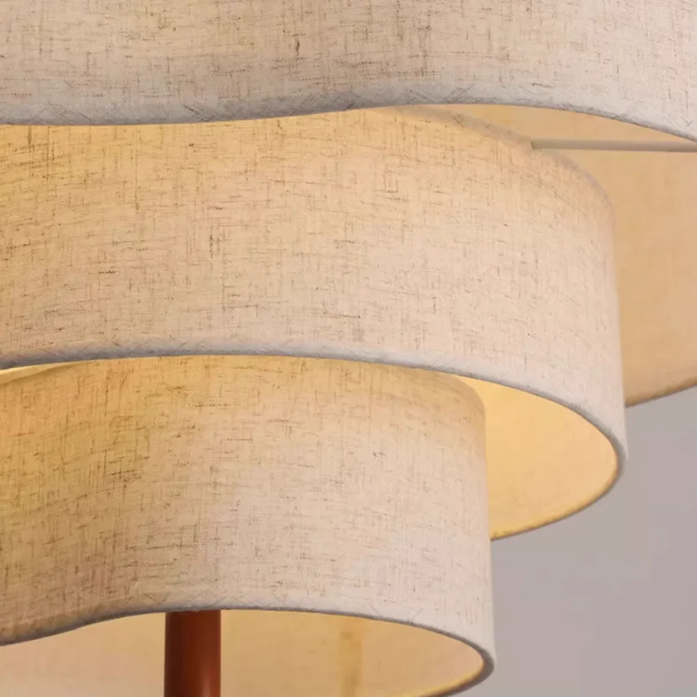 Pendant Light Fabric Wood 58.0 cm Beige Dining Room Japandi Wabi Sabi Hanging Ceiling Lamp Adjustable E27 | Thomler