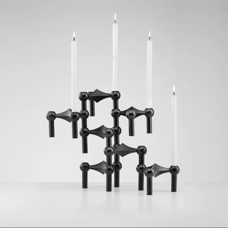 3-Piece Steel Atom Taper Holder Set – Modern Geometric Candlestick Display for Dining Tables, Shelves & Consoles | Thomler