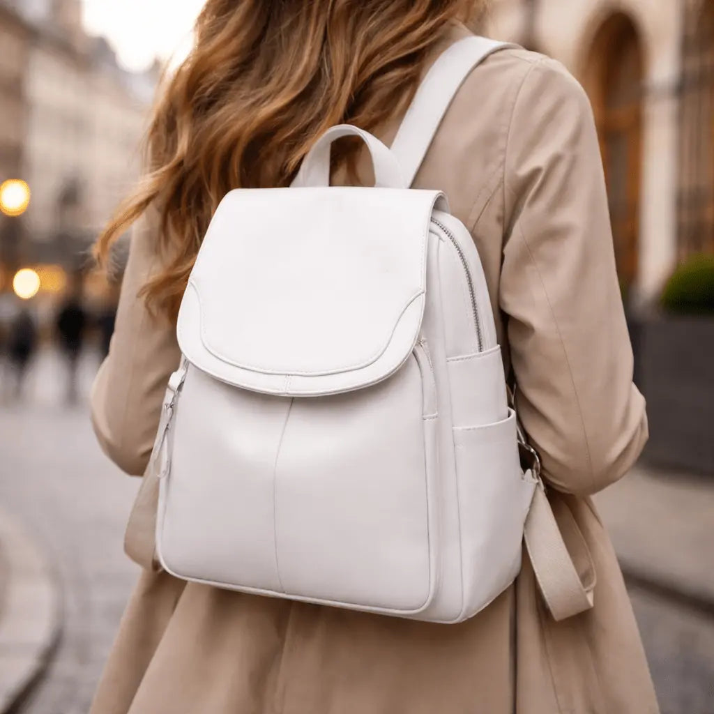 Anti-Diebstahl-Rucksack für Damen – Geprägtes PU-Leder mit verstecktem Reißverschluss