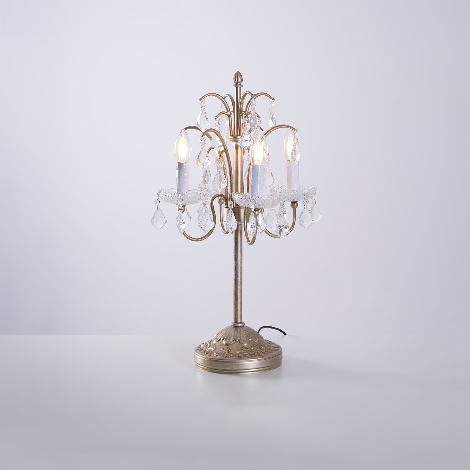 Table Lamp Metal Crystal Glass 21.7 in Height Chandelier Style Living Room Bedroom | Thomler