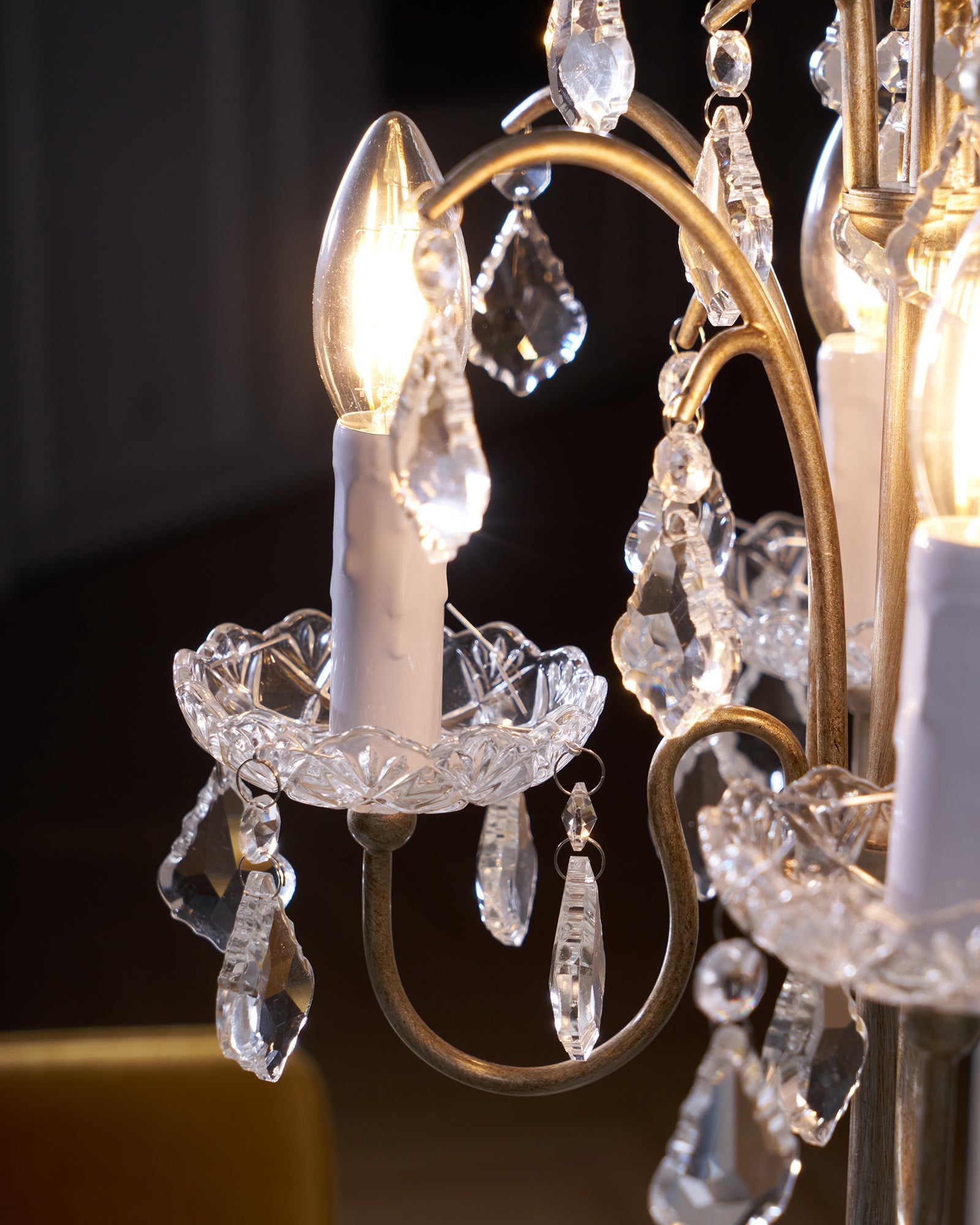 Table Lamp Metal Crystal Glass 21.7 in Height Chandelier Style Living Room Bedroom | Thomler