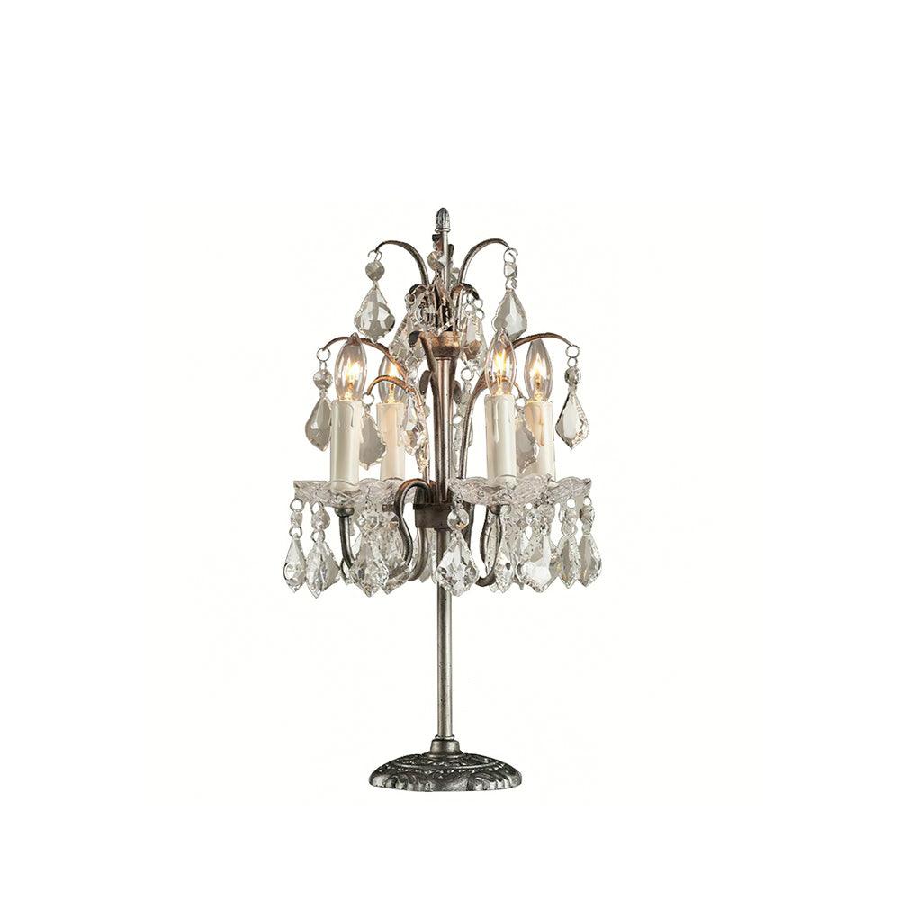 Table Lamp Metal Crystal Glass 21.7 in Height Chandelier Style Living Room Bedroom | Thomler