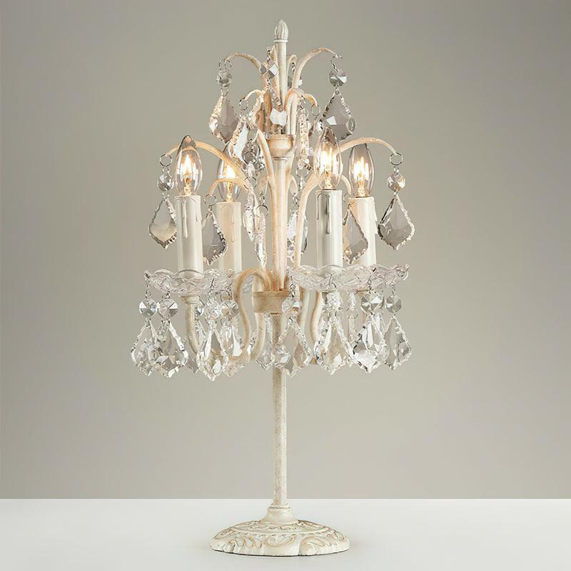 Table Lamp Metal Crystal Glass 21.7 in Height Chandelier Style Living Room Bedroom | Thomler