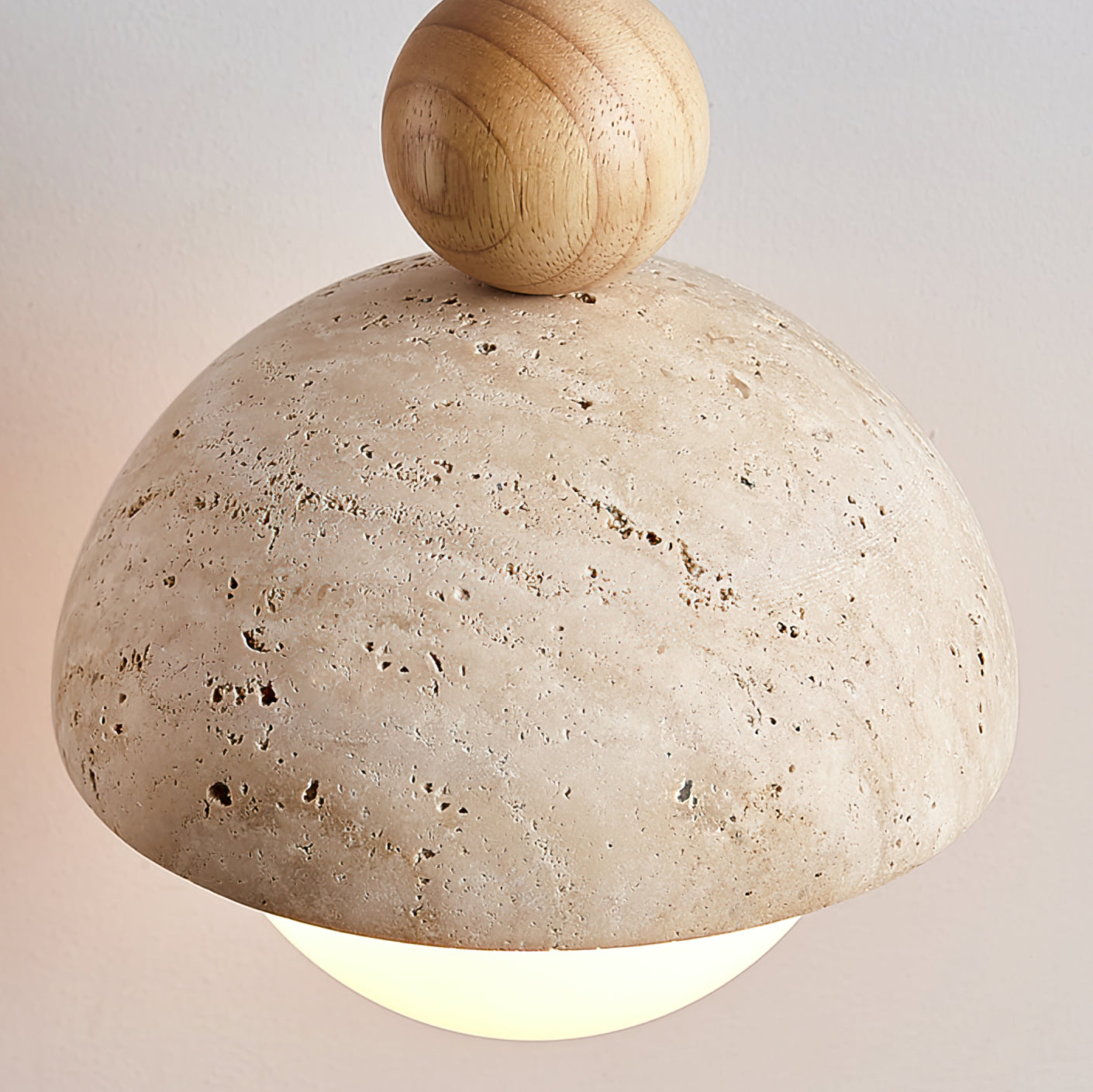 Pendant Light Travertine Glass Dome 5.9 in Beige Indoor Dining Kitchen Hanging Fixture Modern Lighting Decor | Thomler