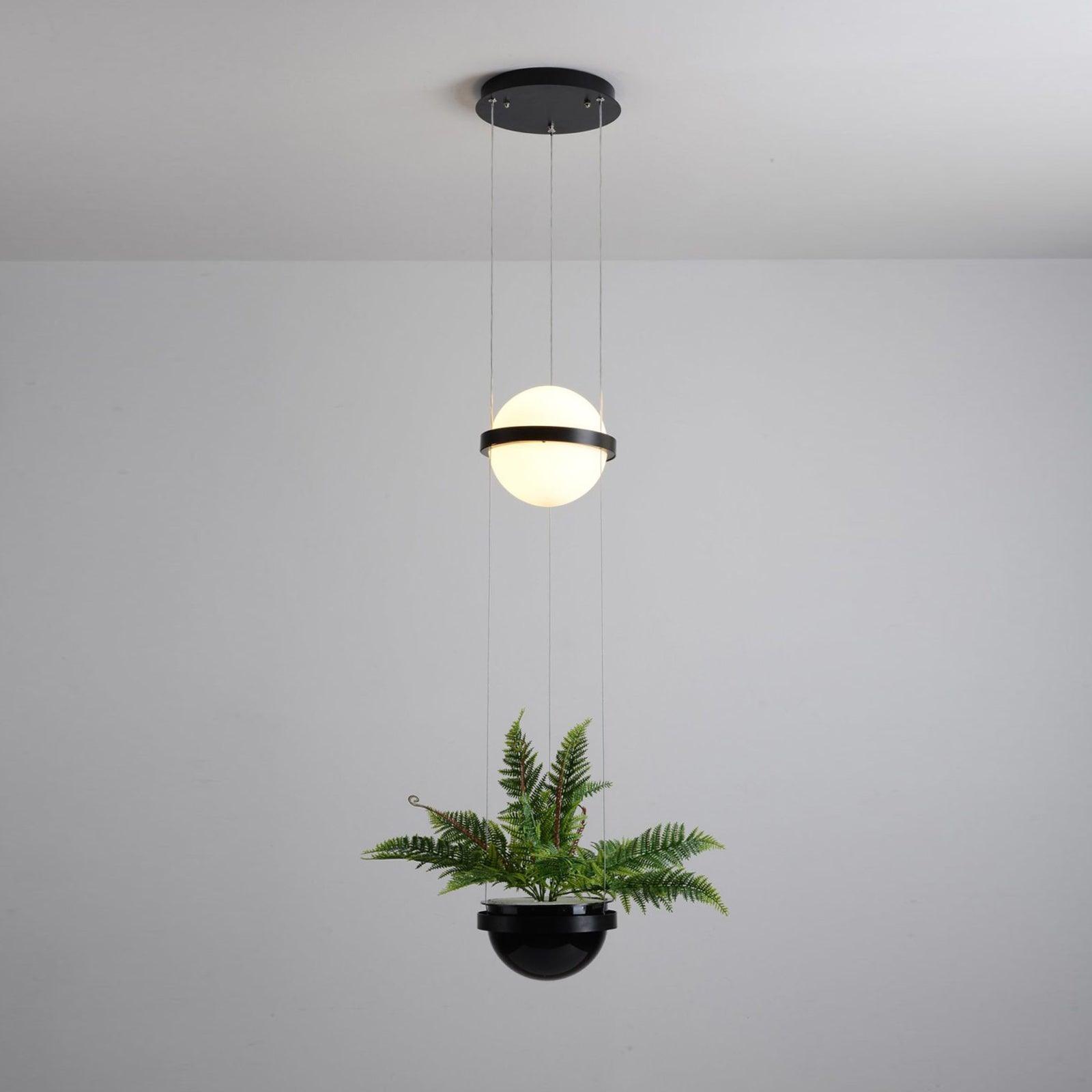 Spherical LED Hanging Fixture for Kitchen Island & Dining Area – Adjustable Height Black Metal Pendant with Dual-Tone Lighting, 8.7 in Acryl | Thomler
