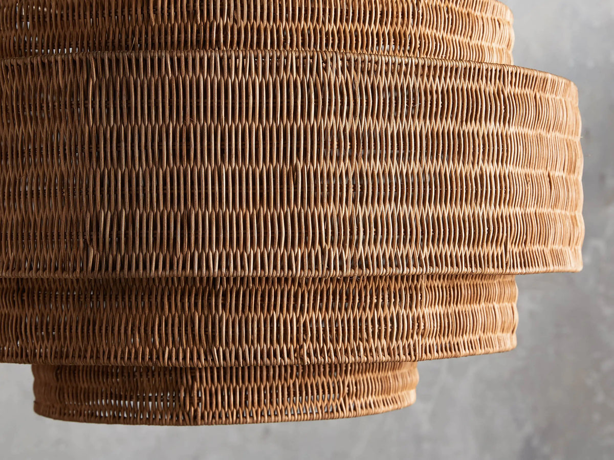 Woven Rattan Ceiling Chandelier with Layered Dome Shade – 28 or 40 Inch Natural Boho Pendant Light for Dining Room, Bedroom, Living Room | Thomler
