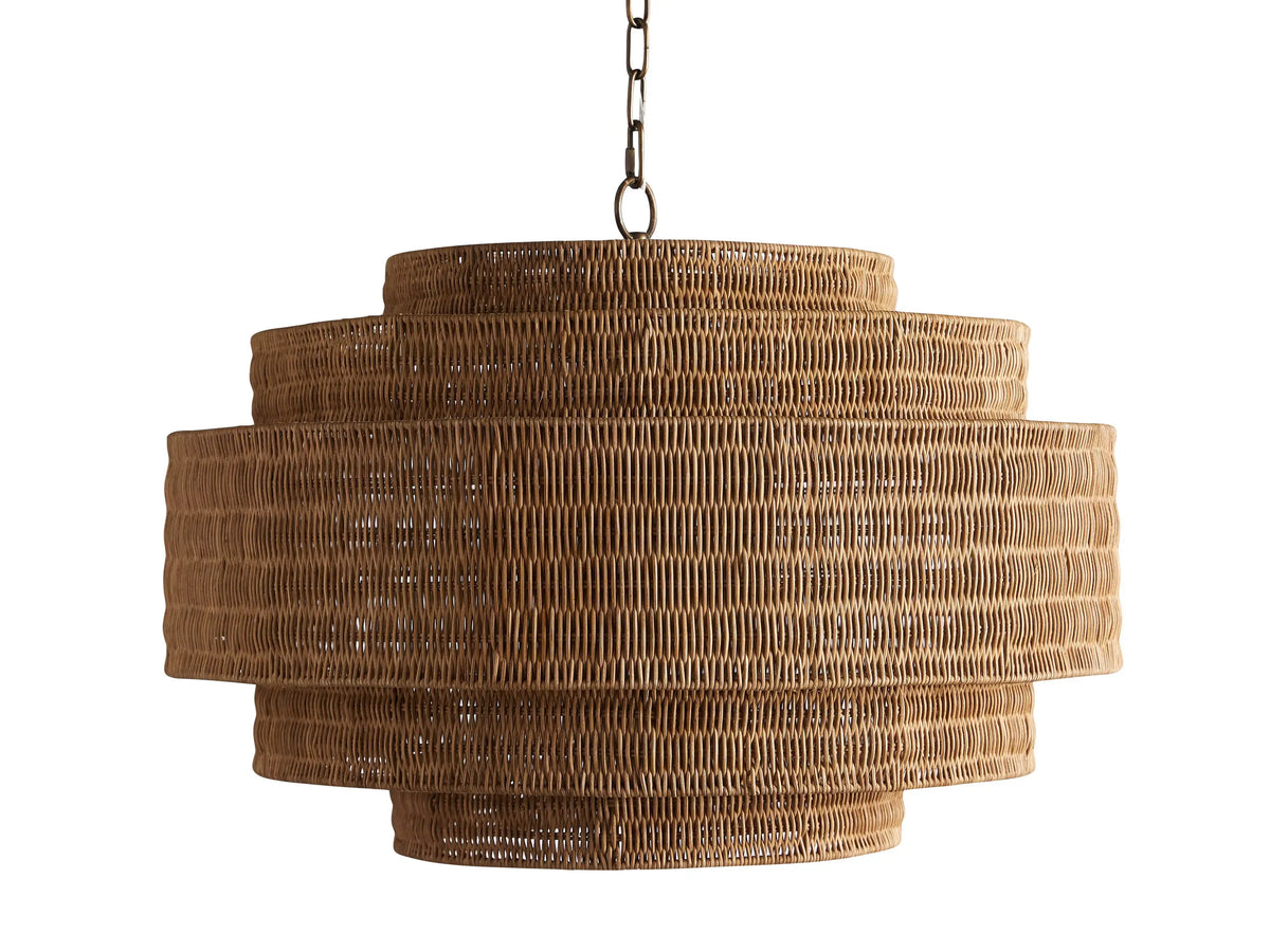 Woven Rattan Ceiling Chandelier with Layered Dome Shade – 28 or 40 Inch Natural Boho Pendant Light for Dining Room, Bedroom, Living Room | Thomler
