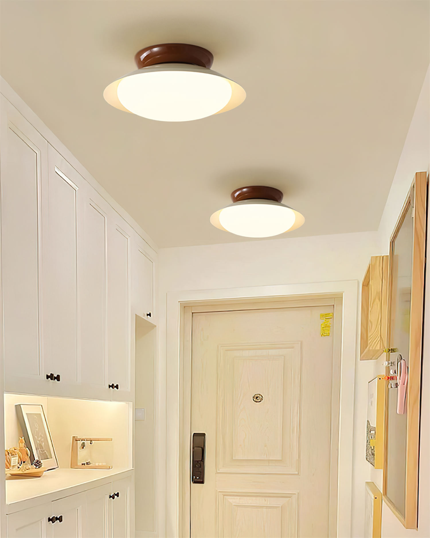 Ceiling Light Metal Dome 9.8 in LED Green Brown Bathroom Kitchen Flush Mount Fixture | Thomler