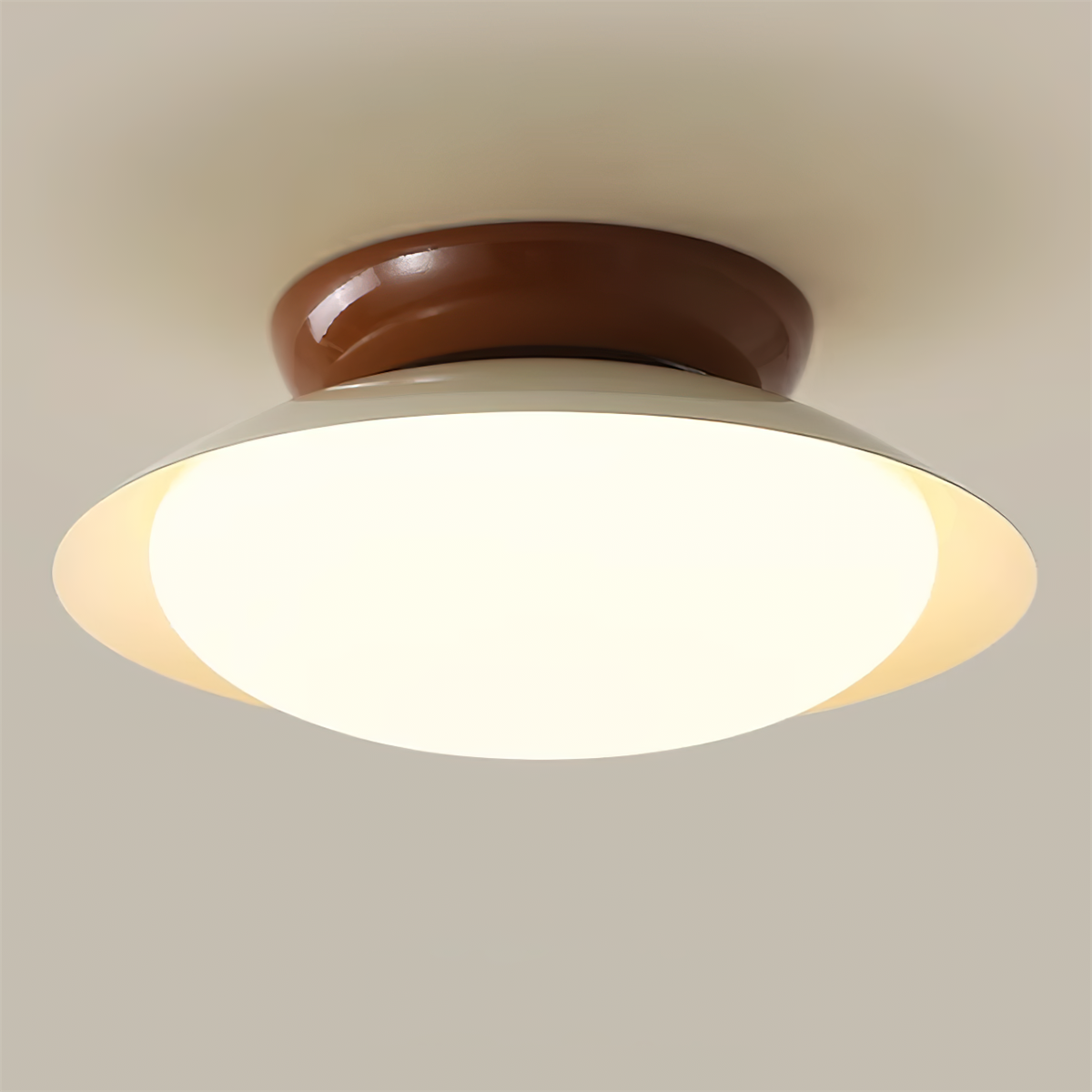 Ceiling Light Metal Dome 9.8 in LED Green Brown Bathroom Kitchen Flush Mount Fixture | Thomler
