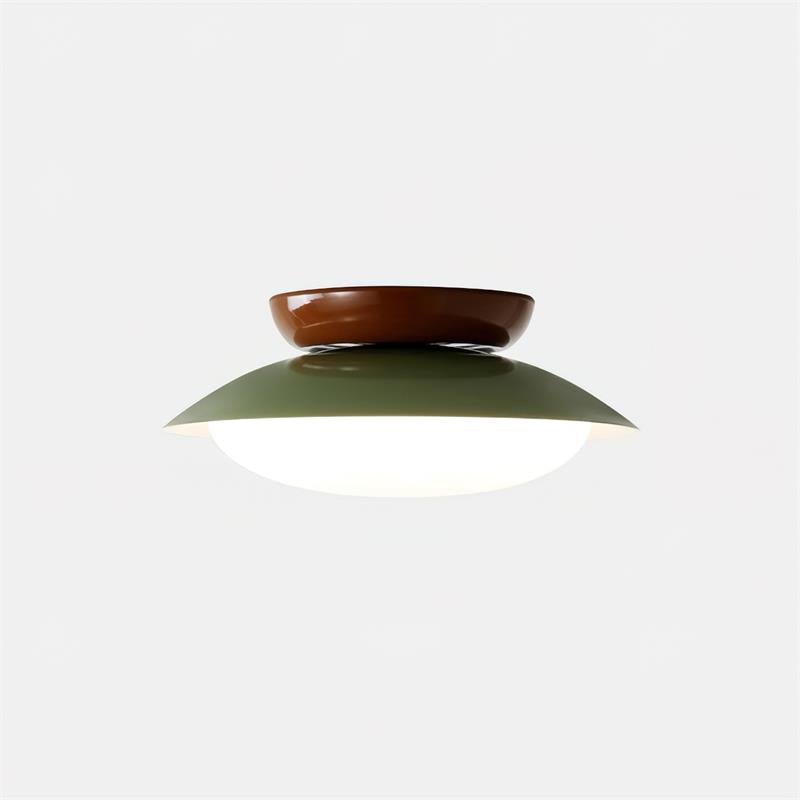 Ceiling Light Metal Dome 9.8 in LED Green Brown Bathroom Kitchen Flush Mount Fixture | Thomler