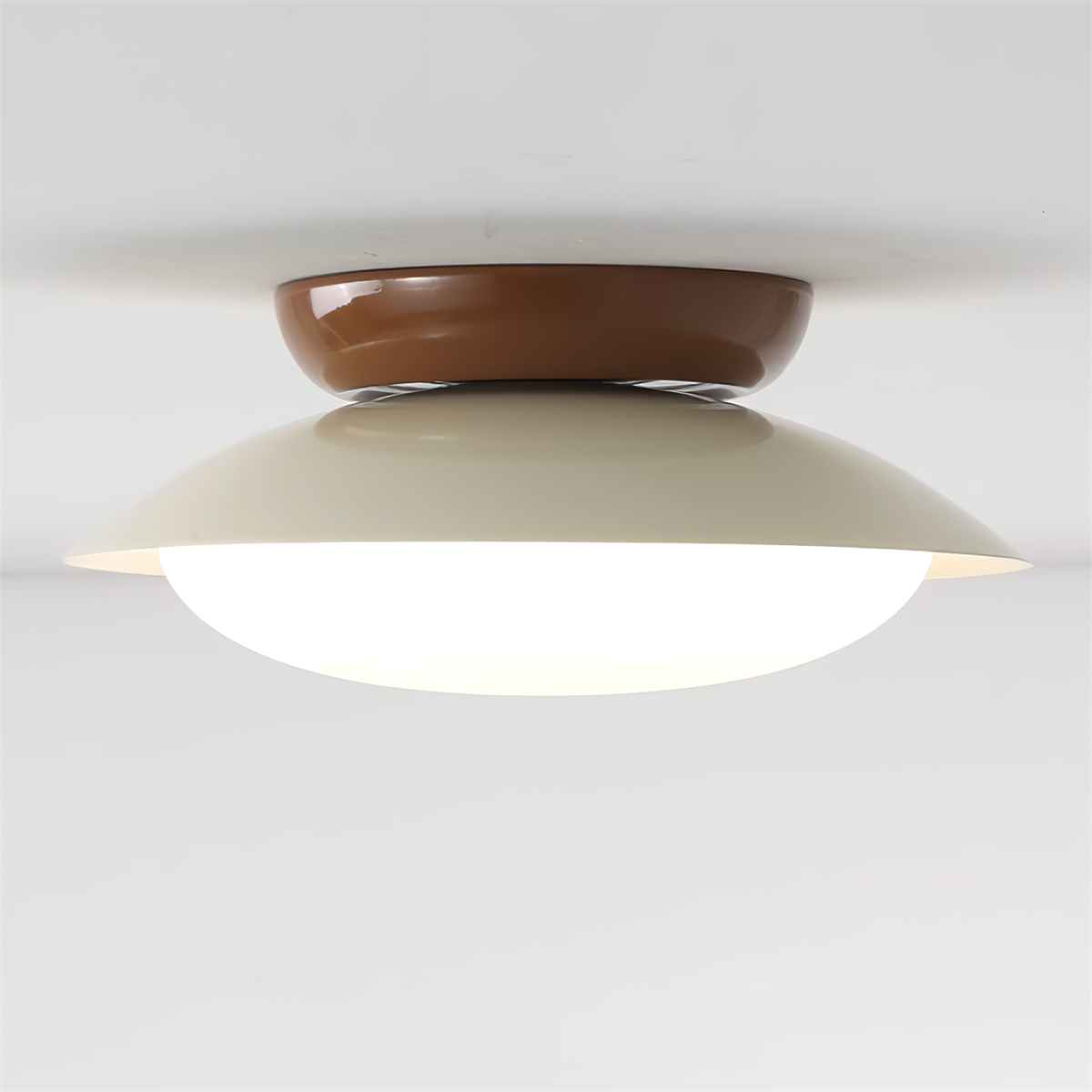 Ceiling Light Metal Dome 9.8 in LED Green Brown Bathroom Kitchen Flush Mount Fixture | Thomler